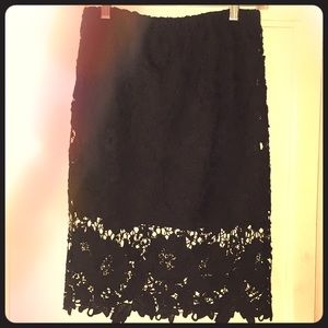 Black floral lace skirt